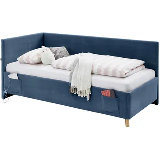Meise Möbel meise.möbel Polsterbett Cool mit Lattenrost Cord blau Ocean 90 x 200 cm