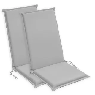 sleepling Hochlehner Auflagen 2er Set, Sitzauflagen, 120x50 cm, Silber | bequeme Gartenstuhlauflagen, Stuhlauflagen für Gartenmöbel, waschbar, Befestigungsbänder, 6 cm dick, OEKO-TEX, Made in EU