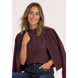 Mesh-Top STREET ONE, Damen, Gr. 42, lila (rustic rouge), Mesh, Obermaterial: 95% Polyester, 5% Elasthan. Futter: 100% Viskose, bedruckt, normal hüftbedeckend, Rundhals, Tops Mesh-Top, Turtle Neck Sommer-Top aus Mesh mit Print