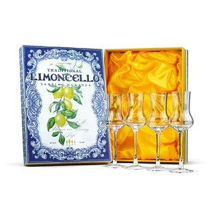 Kristall Limoncello und Digestif Gläser | 4er Set | Kleines 100 ml Likörgläser für Aperitif, Schnapps, Eierlikör, Kirschwasser, Spirituosen | Spülmaschinenfest Bleifreies Schnapsgläser mit Stiel