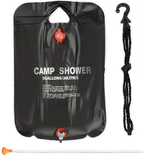 3 x Campingdusche 20 l im Set, Solardusche Camping, zum Aufhängen, faltbar, mit Handbrause, mobile Außendusche, schwarz - Schwarz