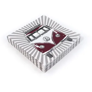 BRISA VW Collection - Volkswagen Servietten-Tisch-Papier-Tücher mit T1 Bus (Samba Stripes/Rot/3-lagig)