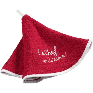 Douceur d'intérieur Douceur d'Intérieur, Geschirrtuch, rund, Durchmesser 60 cm, roter Frottee, Bestickt, Taupe