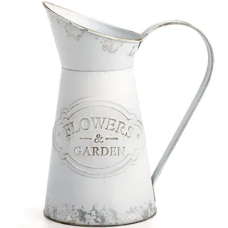soujoy Rustikale Vase im Shabby-Chic-Stil, verzinkte Blumenvase, Metall-Milchkännchen-Vase, französischer Stil, Vintage-Stil, dekorativer Krug für Heimdekoration, Foto-Requisiten, Wunderkerzen für