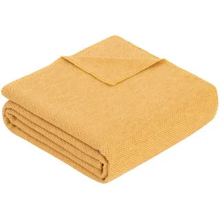 Bio:Vio Wohndecke , Gelb , Textil , Uni , 140x200 cm , Textiles Vertrauen - Oeko-Tex®, Gots, Made in Germany, Oeko-Tex® Made IN Green , Kettelrand, pflegeleicht, atmungsaktiv , Heimtextilien, Wohntextilien, Decken, Kuscheldecken