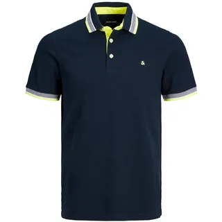 JACK & JONES Epaulos Kurzarm-poloshirt Dark Navy / Detail Neon S