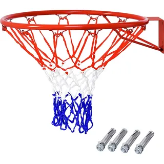 COSTWAY Ø 45 cm Basketballring mit Netz, Basketball Korb aus Stahlrahmen und wetterfestes Nylonnetz, Basketballkorb für In- und Outdoor