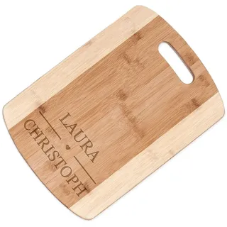 Maverton Bambus Holzbrett mit Gravur, Schneidebrett, Küchenbrett | Größe: 35x25 cm, groß und massiv, für Paare, zum Hochzeitstag, zur Hochzeit, zu Weihnachten, Vornamen