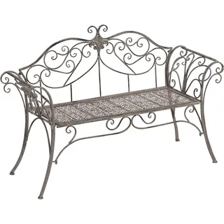 Gartenbank Metall Vintage grau 2-Sitzer – Sitzbank wetterfest Balkon - Grau