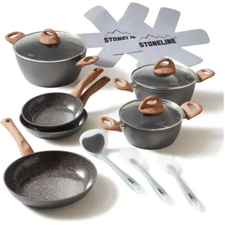 STONELINE Ceramic Topf-Set 14-tlg. Kochtopf + Bratpfanne + Glasdeckel