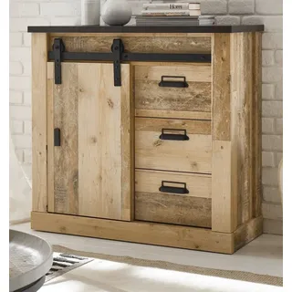 furn.design Kommode "Stove" Used Wood hell anthrazit Flurkommode 93 x 91 - Naturbelassen, Dunkelgrau