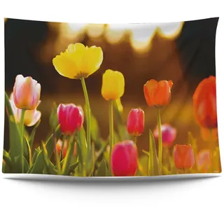 Ulticool – Tulpen Blumen Natur - Wandteppich Poster - 200x150 cm - Gartenposter - Wandteppich groß – Dekoration Zubehörteil für Garten und Wohnzimmer