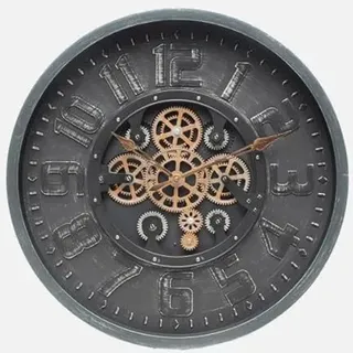 Zarivy Schwarze Wanduhr, 60 x 60 x 7 cm, mit Zahnrädern und Bewegung, ideal zum Dekorieren und verleiht jeder Umgebung einen modernen Touch.
