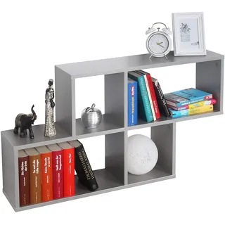 RICOO Regal Wand 100 x 53 x 20 cm Wandregal Holz grau WM051-PL Bücherregal Hängeregal Holzregal Würfelregal Standregal Regale & Ablagen Bookshelf Raumteiler Schweberegale