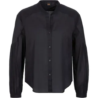 Klassische Bluse BOSS ORANGE "Berday Premium Damenmode", Damen, Gr. 46, schwarz (schwarz 001), Web, Obermaterial: 100% Baumwolle, unifarben, regular fit hüftbedeckend, Serafino, weit, Blusen Klassische Bluse, mit Ballonärmeln