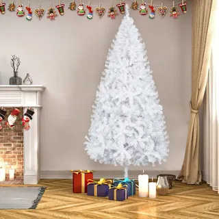 210cm 950 Spitzen Weihnachtsbaum Künstlich PVC Tannenbaum Weiß Dekoration - Weiß