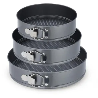 Relaxdays Springform Set , Anthrazit , Metall , 28x6.5x28 cm , Backen & Backzubehör, Backformen, Springformen