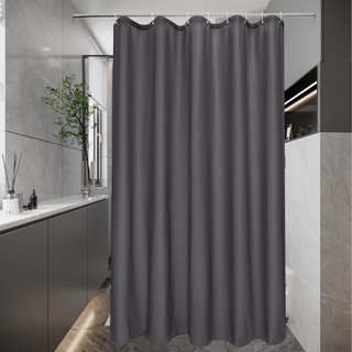 EurCross Duschvorhang 120 x 200 im Badezimmer für Badewanne, Wasserdicht und Antischimmel, Blickdicht Textil Stoff Bad Vorhang, Waschbar Dunkelgrau Duschvorhänge mit 8 Ringen