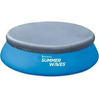Summer Waves Poolabdeckung 366 cm - runde graue PVC-Abdeckplane - Blau