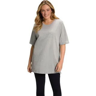 Ulla Popken, Damen, große Größen, Basic-Shirt, Rundhals Hellgrau Mélange 62-64