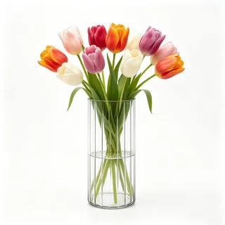 Koelaa Unzerbrechliche Vase, Bruchsichere Kunststoff-Zylindervase, Acryl Modern Blumenvasen, Geriffelte Klare Vasen für Blumenarrangements, Hochzeits-Mittelstücke, Heimwerken, Tischdeko - 10x25cm