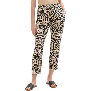 TOM TAILOR Damen Loose Fit Hose, black cut palmtree design, 36/28