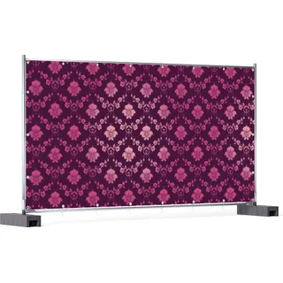 Wallario XXL Outdoor-Poster für Garten oder Balkon, Motiv Blumenmuster Damast in pink lila, in ca. 340 x 173 cm - Weiß