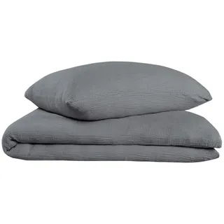 oh cosy »Sally aus superweichem Musselin, 135x200cm + 80x80cm« 2 Stk., tlg. Made in Green, grau