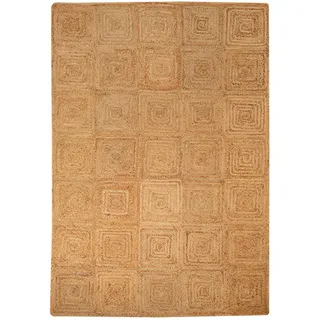 Steffensmeier Flachgewebeteppich 70/130 cm Goa Quadrate , Naturfarben , Naturmaterialen , Kariert , Rechteckig , 70x130 cm , für Fußbodenheizung geeignet , Teppiche und Böden, Teppiche, Flachwebteppiche
