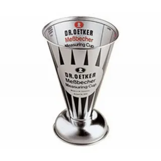 Dr.Oetker Messbecher , Hellgrau , Metall , Grüner Punkt , Messskala für Flüssigkeiten, Messskala für Lebensmittel , Backen & Backzubehör, Messbecher