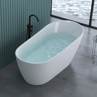 doporro Freistehende Badewanne oval 170x80x72cm Weiß Acryl-Standbadewanne
