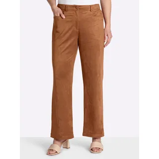 Lederimitathose SHEEGO, Damen, Gr. 48, Normalgrößen, cognac, 90% Polyester, 10% Elasthan, unifarben, Hosen Lederimitathose