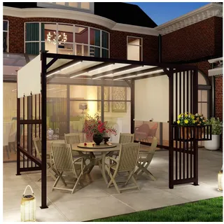 Outsunny Pergola Pavillon 2,95 x 2,52 m Dunkelbraun