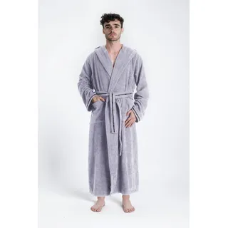 Bruno Banani Herrenbademantel »Danny, Normallänge & Überlänge, auch in extra lang, Hotelbademantel« 1 Stk. mit Logostreifen, Herren Bademantel aus 100% Baumwolle, S-4XL, grau