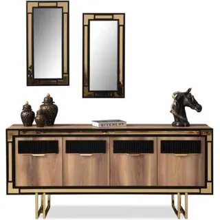 Holzschrank Anrichte Sideboard Braun Schrank Kommode Holz Esszimmer - Braun