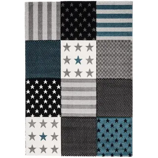 Pergamon Kinder UND Jugend Teppich Maui Sterne , Grau, Türkis , Textil , Abstrakt , 120x170 cm , Teppiche und Böden, Teppiche, Kinderteppiche