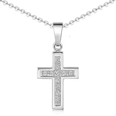 Materia Kleines Kreuz Anhänger Silber 925 Halskette KA-31-K97-40cm