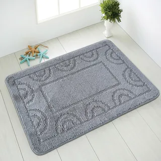 Comart - Nicole Badezimmerteppich – rechteckig 67 x 100 cm – rutschfeste Unterseite aus Latex – schnelltrocknend und atmungsaktiv – maschinenwaschbar – Dusch- und Badewanneneinlagen – einfarbig – Grau