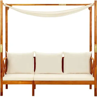 vidaXL Gartenbank mit Sonnendach Massivholz Akazie - Creme