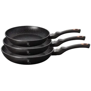 Berlinger Haus Geschmiedetes Aluminium Antihaft-Pfannenset, Induktion Turbo, 20/24/28 cm, Ergonomischer Griff, für alle Herdarten geeignet, Kollektion Black Rose