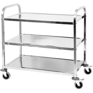 Servierwagen, Küchenwagen, Reinigungswagen 3 Ablagen 950 x 500 x 950 mm Edelstahl