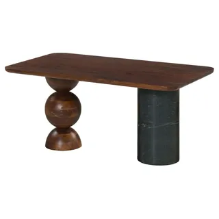 MASSIVMOEBEL24.DE Couchtisch Mango 100x60x45 dunkelbraun lackiert / Marmor schwarz FLORENZ #205 - Dunkelbraun, Schwarz
