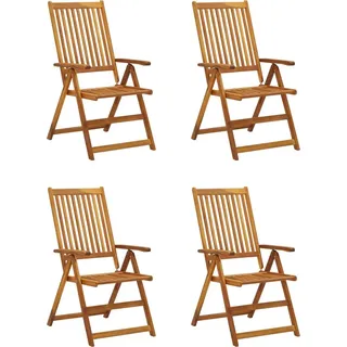 vidaXL Hochlehner Verstellbar 4 Stk. mit Auflagen Massivholz Akazie - Creme