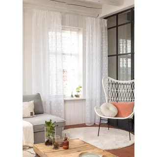 ELBERSDRUCKE Fluffy Dots Schlaufen 255 x 140 cm Weiß/Transparent