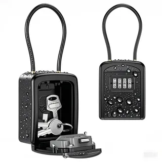 Brifit Schlüsseltresor, Schlüsselsafe mit Zahlencode Außen, Rostfrei Schlüsselbox mit Zahlenkombination, Kombinationsschlüssel Safe für Haus, Garage, Schule Ersatz Haus Schlüssel - Schwarz