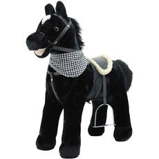 Sweety Toys 12664 Stehpferd Plüsch BLACKY ” My Little Pony” mit Funktion Sound Pferde Galopp und Gewieher, Sattel und Steigbügel, schwarz