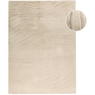 Carpet City »WAVES 503« beige, B:160cm H:12mm L:230cm, Obermaterial: 100% Polyester, Teppiche, Teppich, Kurzflor, Hochtief-Muster/ 3D-Effekt, Uni, Wohnzimmer, Schlafzimmer