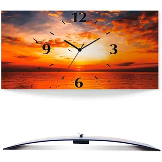 ARTland Wanduhr Sonnenuntergang am Strand Größe: 60x30 cm - orange