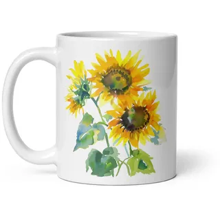 Chatcripant Tasse mit Blumenmotiv, Aquarell, Natur, Tulpen, Blumen, Natur, Tee, Kaffee, Pflanzen, Geschenk, Original, Vintage, Tulpen, Lilien, Rosa, Kirschbaum, Mohnblumen, Sonnenblumen (Sonnenblume)
