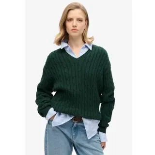 Superdry für Damen. W6110588A Pullover Oversize Cable grün (S/M), Lässig, Baumwolle